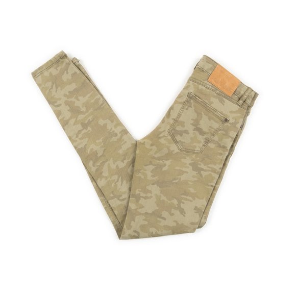 ZARA Basic Denim army green camo print distressed skinny jeans size 2 - Picture 4 of 10